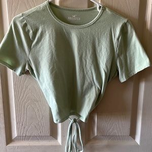 Green Hollister cropped baby tee